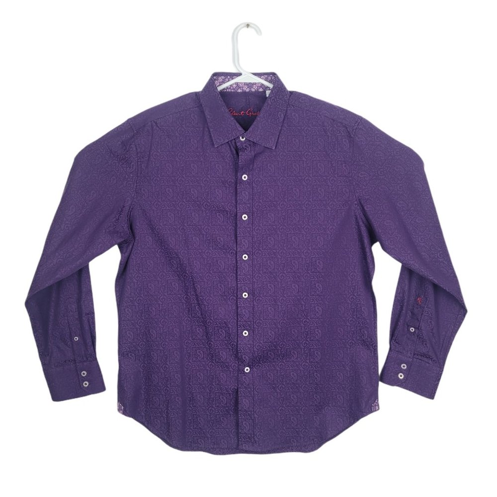 Robert Graham Purple Dress Shirt Paisley Print XL